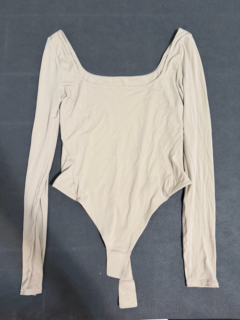 lululemon athletica Long Sleeve Square-Neck Bodysuit in Light Beige